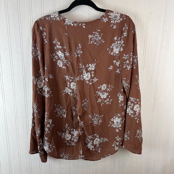 Alice‎ Blue XL Brown Floral Long Sleeve Shirt - Picture 2 of 5